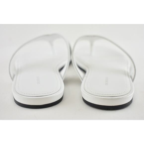 Balenciaga White Black Leather Logo Thong Slide Slip Sandal Flip Flop Flat 37 - Picture 8 of 9